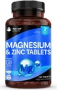 Magnesium תוספת של 500 מ"ג מגנזיום ו- Zinc תוסף - High Absorbency Magnesium Oxide & Zinc - שריר עצמות ותפקוד Immune - טבעוני, non-GMO, Gluten-Free - 120 קל לסאול טבליות