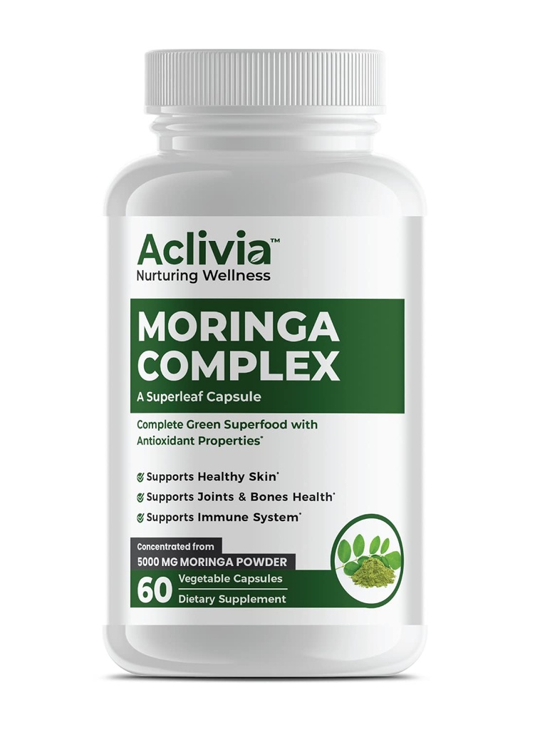 Moringa Complex - כוח מקסימלי Moringa Oleifera Leaf & Seed תוסף - superfood כמוסות עם Antioxidant Properties - 5000mg - 60 קפסולות