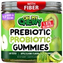 Center-Filled Kids Probiotic Gummies - with Prebiotic and Vegan Inulin Fiber for Digestive Support - Gut Health Supplement for 4+ Yo Children & Teens - Delicious Apple & Kiwi Flavor - 60 CT