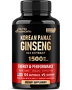 Panax גינזנג 15,000 מ"ג - Redקוריאני גינזנג תוספת עבור גברים - תוספת כוח 10:1 לחלץ - אנרגיה, פוקוס, יעילות וביצועים - טבעי & טבעוני - מיוצר בארה"ב - 120 קפסולות, 2 חודשים אספקה