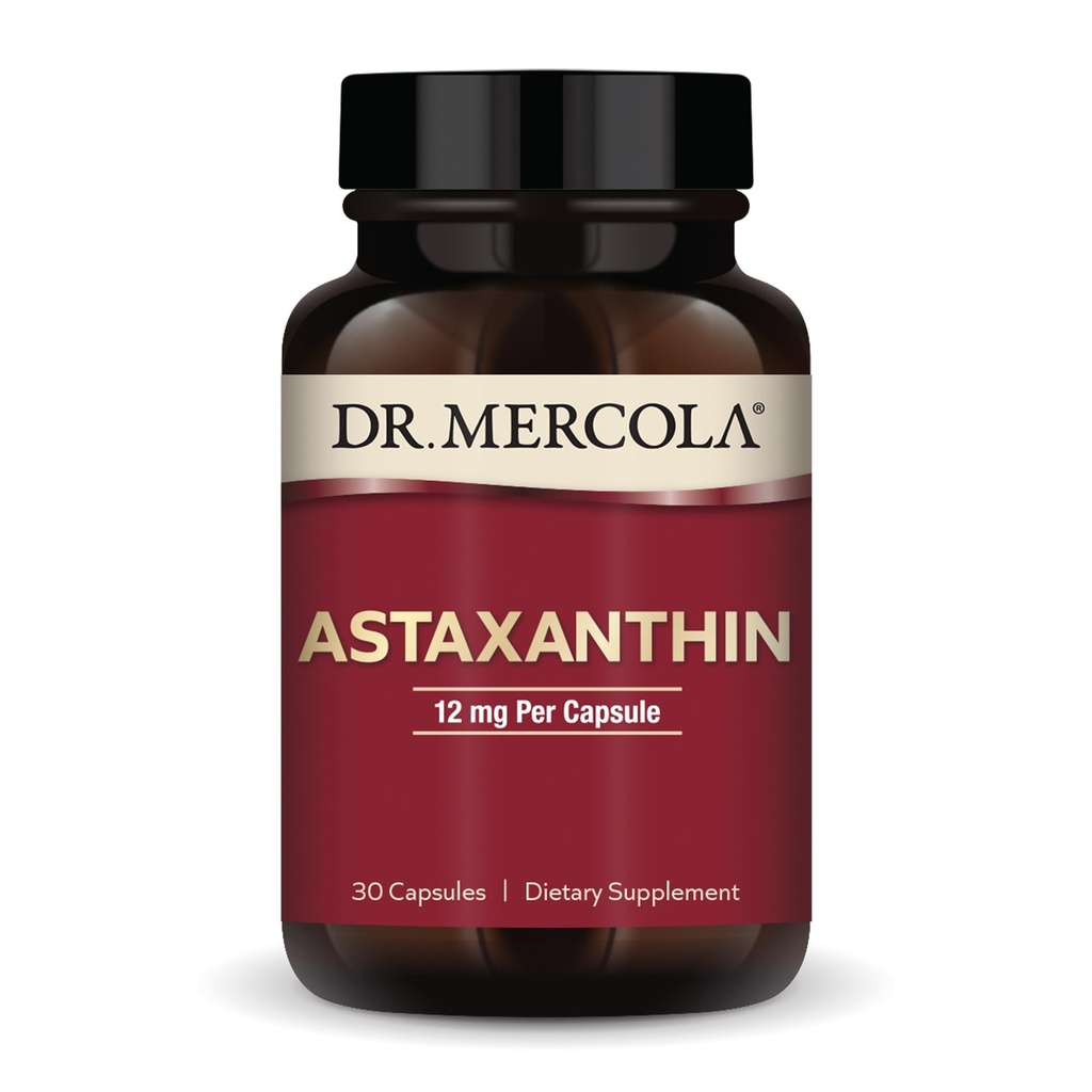 ד"ר מריקולה אורגני Astaxanthin - 12 מ"ג Astaxanthin - Powerful Antioxidant Support - Organic Microalgae Extract - non-GMO, Gluten-Free & Soy-Free - 30 קפסולות (30 משרתים)
