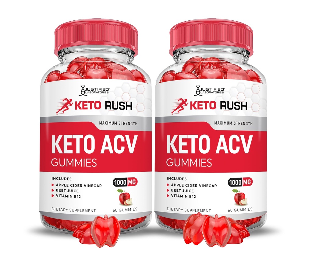 Justified Laboratories (2 Pack Keto Rush Keto ACV Gummies Advanced Formula 1000MG אבקת B12 טבעוני non GMO 120 חניכיים