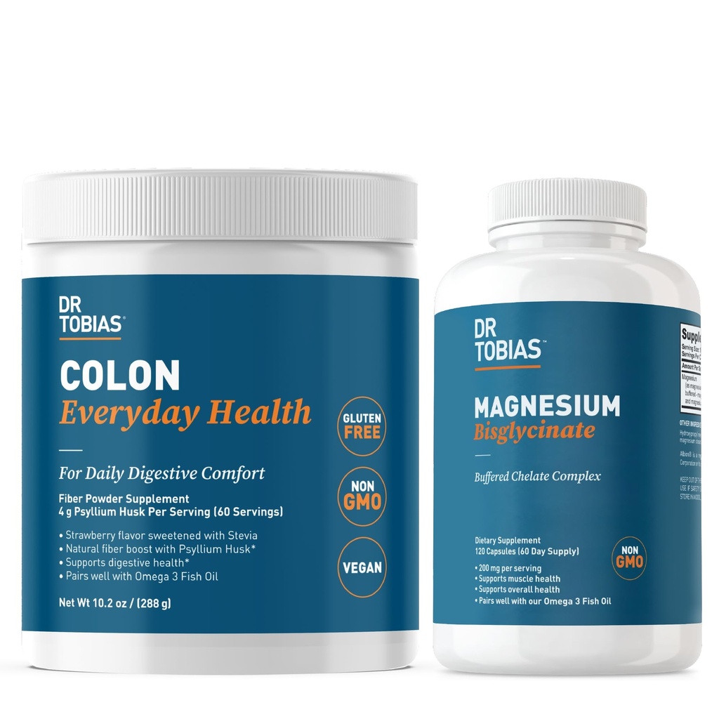 ד"ר טוביאס קולן Everyday Health & Magnesium Bisglycinate - נוחות מזיקה ותמיכה לבריאות השרירים והעצמות, טבעוני, Non-GMO