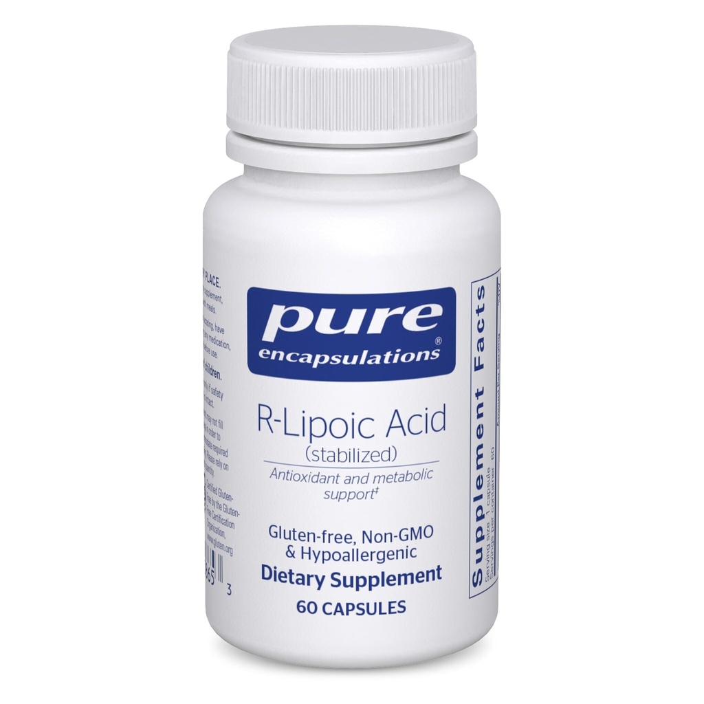 Pure Encapsulations R-Lipoic Acid (Stabilized) | תוסף Hypoallergenic עם תמיכה אנטי-חמצן מוגברת ותמיכה מטאבולית