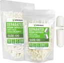 XPRS Nutra Vegan Size 00 בנפרד קפסולות - 500 Count Premium ריקה קפסולות נפרדות ב Bags - 00 Pills ריקה עבור תוסף DIY (לבן)