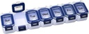 EZY DOSE Weekly (7-Day) Pill Planner, Medicine Case, הויטמין Box, ויטמין ארגן ויטמין Box, אספקת מים להורדת השוואת תרופות מרשם מאובטחות ומניעה ספלינג תאונות, כחול