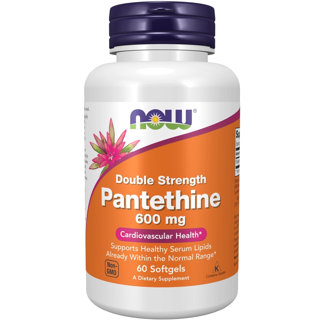 תוספי מזון עכשיו, Pantethine (Coenzyme A Precursor) 600 מ"ג, כוח כפול, Cardiovascular Health *, 60 Softgels