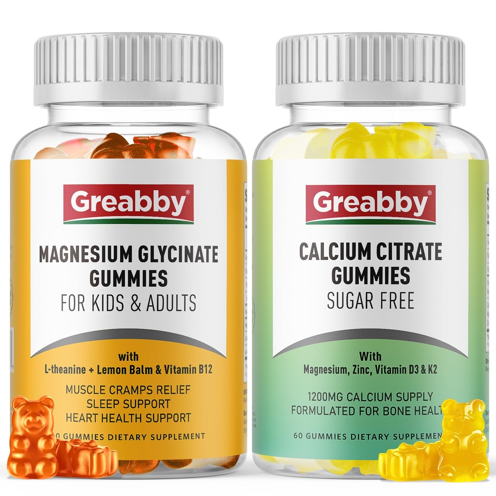 מגנזיום Glycinate Gummies, Calcium Citrate חניכיים לילדים ומבוגרים, תמיכה בעצמות