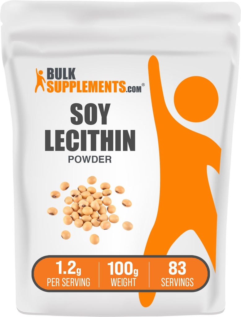 BulkSupplements.com Soy Lecithin אבקת - תוספי Lecithin, תוסף תזונתי, רמת מזון - Gluten Free, 1.2g לכל משרת, 100g (Pack of 1)
