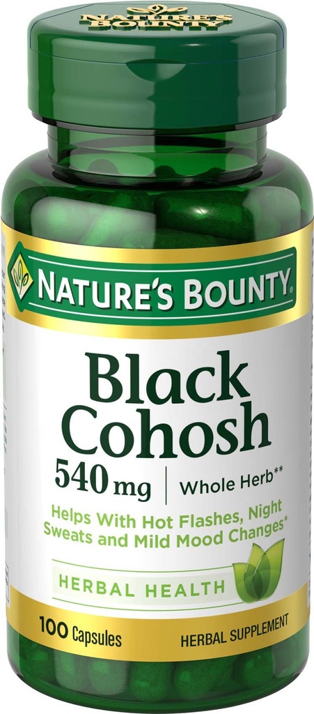 גלולות שורשים שחור Bounty Black Cohosh Root Pills and Herbal Health Supplement, Natural Menopausal Support, 540 מ"ג, 100 קפסולות