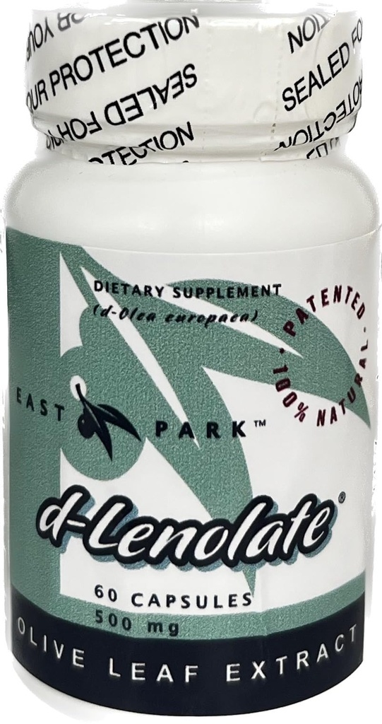 East Park Olive Leaf Extract Extract Extract Extract (OLE) Super Power d-Lenolate 500 מ"ג | 18% או יותר מערכת החיסון של Ol Europein Immune Booster | 60 קפסולות צמחוניות (Non-GMO)
