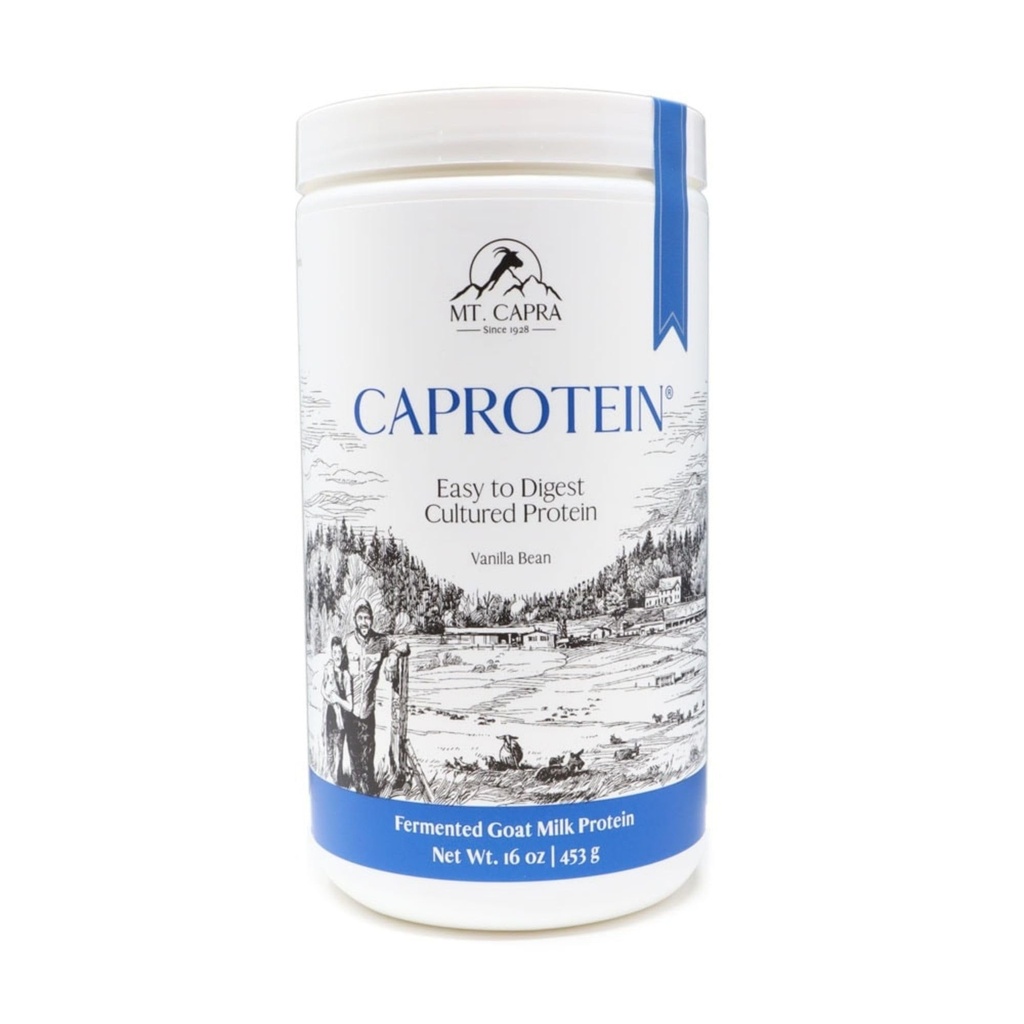 Mt. Capra Caprotein | Casein חלבון ריכוזrate, Fermented Goat חלבון חלב מ- Grass-Fed Pastured Goats, Extremely Easy to Digest | Vanilla Bean | 23 משרתים - 16 oz