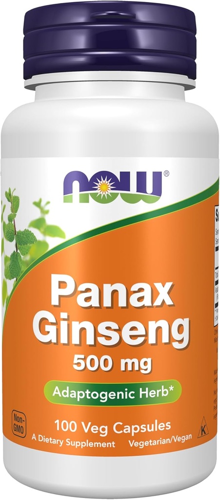 Now Foods Supplements, Panax גינזנג (Root) 500 מ"ג, HbTM Fitogenic, 100 ואג קפסולות