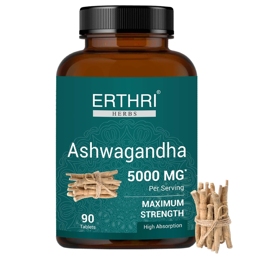 Ashwagandha Tablets 5000mg (90 Count), Helps Stress & Anxiety Relief
