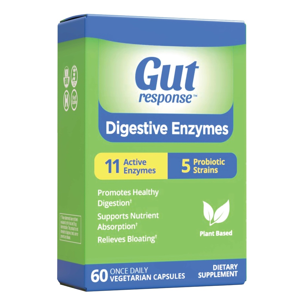Enzymes, תמיכה תזונתית, Relieves Bloating, 5 Probiotic Strains, 11 Active Enzymes, 60 קפסולות