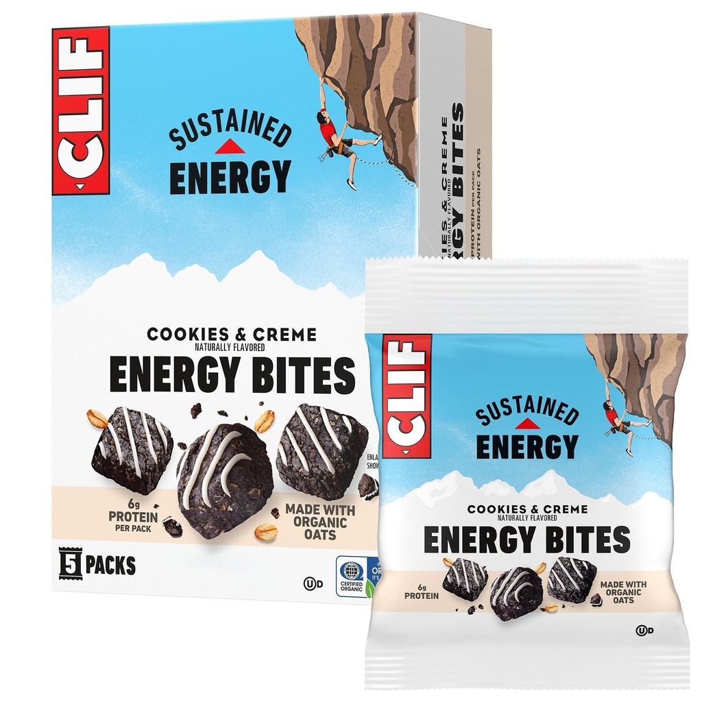 CLIF BAR Energy Bites - Cookies & Creme - Made with Organic Oats - 6g Plant Based Protein - Non-GMO (5 Packs)