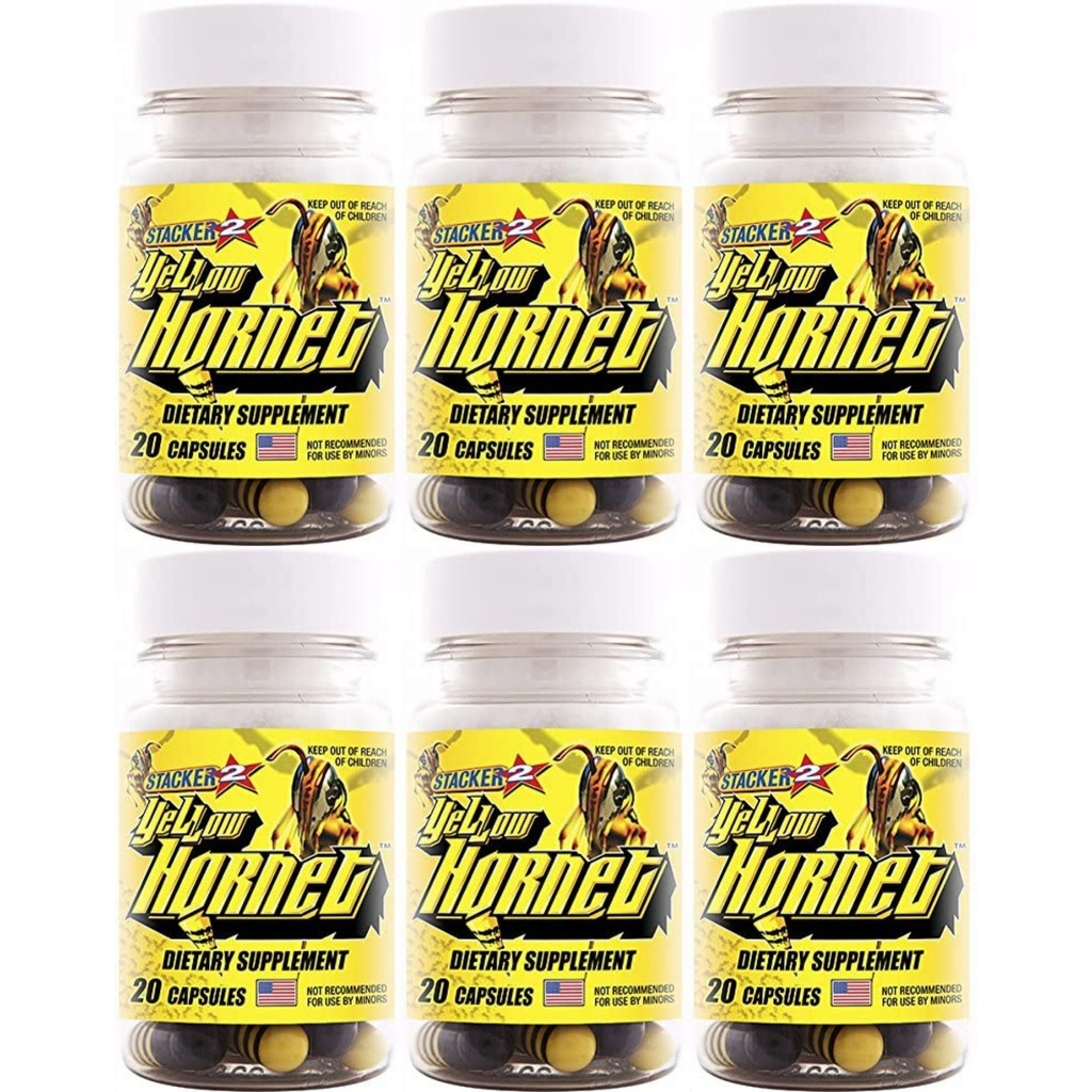 Yellow Hornet Herbal Dietary Supplement 20ct (Lot of 6 X) = 120 Capsules