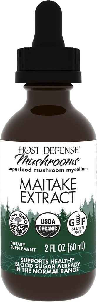 Host Defense Maitake Extract - Immune & Cell Health Support - תוסף צמחי עם Maitake Mushroom & Mushroom Mycelium - תוספת נוזלית - 2 oz (60 משרתים)