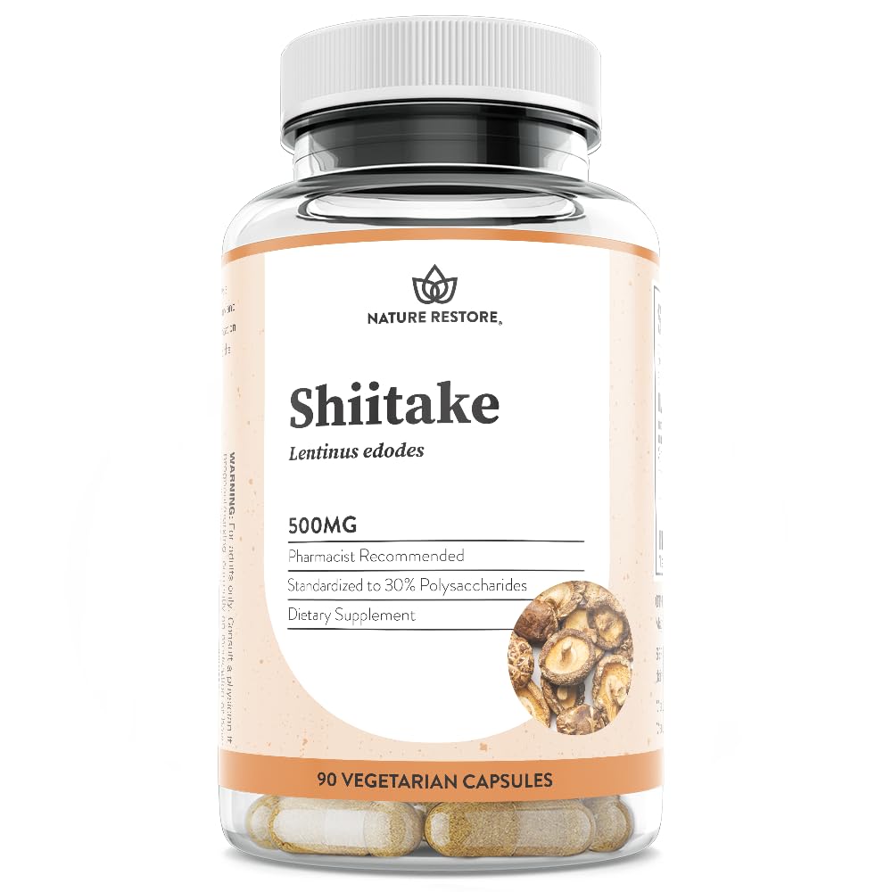 Nature Recovery Shiitake Mushroom לחלץ תוסף, 90 קפסולות, עלייה של 30% Polysaccharide ריכוז, non-GMO, Gluten Freeten