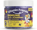ויטמין Friends - Elderberry, ויטמין C Gummies - מערכת החיסון טבעונית Booster בלגן תוספי מזון - תמיכה בריאות w / Zinc Citrate & ויטמין D - תמיכה מתקדמת Immune - 30 יום אספקה - 1 Pack