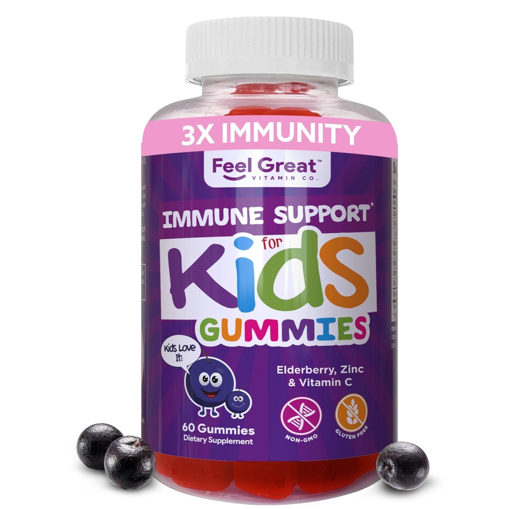 הרגישו תמיכה גדולה לילדים | ויטמין C Zinc & Elderberry Gummies