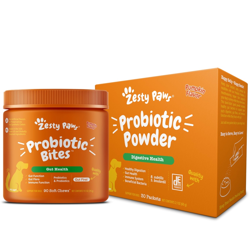 Zesty Paws Probiotic Bites + Probiotic Powder for Dogs