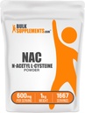 BulkSupplements.com NAC אבקת - N-Acetyl Cysteine 600 מ"ג, תוסף NAC - תמיכה אנטי-חמצן, Gluten Free - 600 מ"ג לשרת, 1667 משרתים, 1kg (2.2 lbs) (Pack of 1).