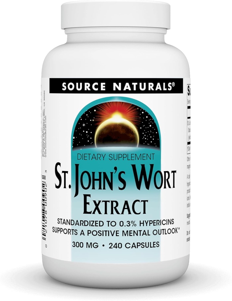 מקור Naturals St John's Wort לחלץ 300 מ"ג תומך ב-A Positive Mental Outlook - 240 קפסולות