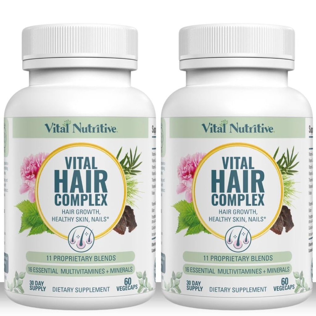 תרכובת שיער Vital - Hair Growth ויטמינים לנשים וגברים -Biotin & ויטמין B -Hair growth Supplement for Healthy Hair Skin & Nails -Hormone & Gluten Free - Hair ויטמינים לנשים