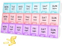 מארגנת גלולות שבועיות גדולות 3 פעמים ביום,Travel Pill Cases ,Moisture-Proof 7 Day Pill Contaner, Medicine Pill מארגנת, Portable for Pills ויטמין Fish Oils