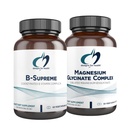 עיצובים לבריאות Magnesium Glycinate Complex (60 קפסולות) & B-Supreme (60 קפסולות) Bundle - B ויטמין Complex with High Absorption מגנזיום