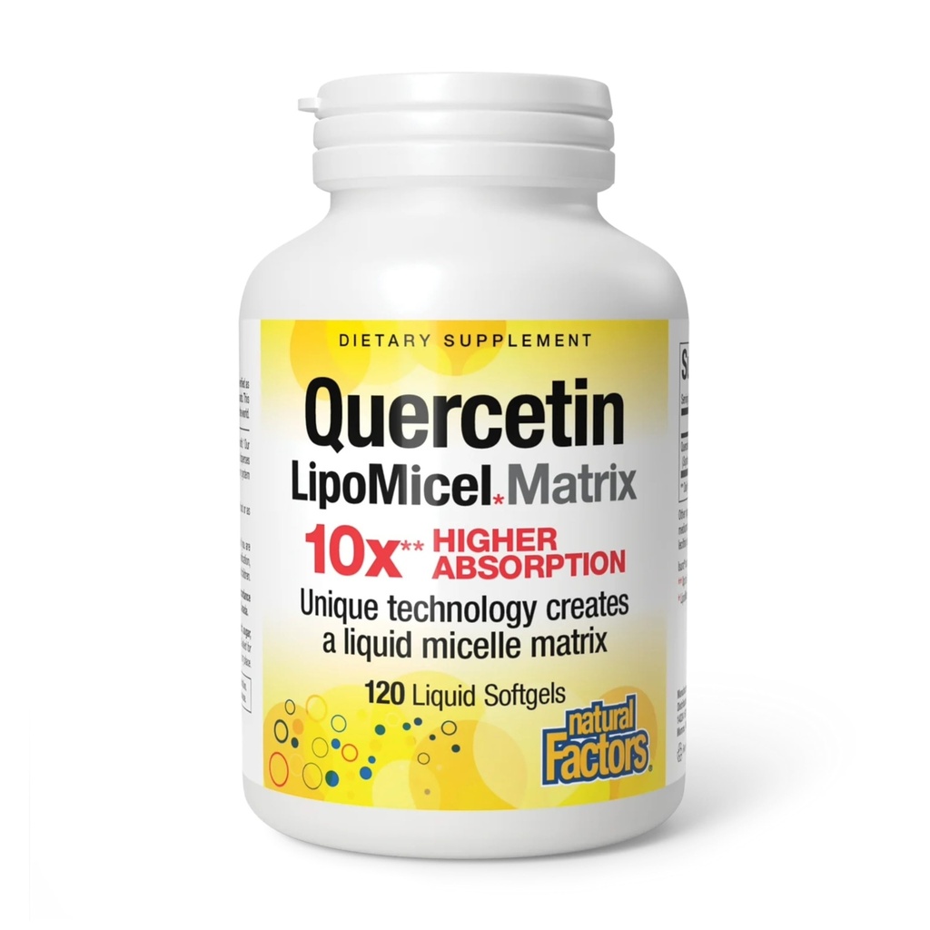 גורמים טבעיים Quercetin LipoMicel מטריקס - תמיכה בריאות החיסון & Capillary בריאות - Antioxidant תמיכה תוספת עם גבוה Absorbable Quercetin - 120 Softgels (120 משרתים)