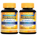 NewRhythm Probiotics 50 מיליארד CFU 20 סטרינס, 120 קפסולות Veggie, Targeted Release Technology, Stomach Acid Resistant, No Need for Refrigeration, non-GMO, Gluten Freeten