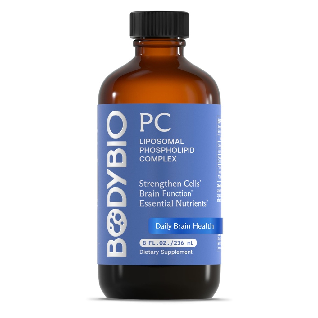 BodyBio PC - Phosphatidylcholine for Brain Health, Mental Clarity, Cognitive Function, Cellular Repair & Healthy Aging, Phospholipid Complex Supplement for Gentle Daily Detox 8 FL OZ