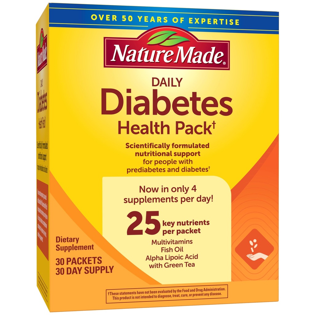 Nature Made Daily Diabetes Health Pack, תוספת תזונתית לתמיכה תזונתית, 30 Packets, 30 יום אספקה