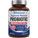 Probiotic for Men & Women, 200 מיליארד CFU 35 סטרינס, Prebiotics + Digestive Enzymes, החזר גבוה Probiotic תוספת, Upper, Mid, Lower GI Tract Balance, 60 קפסולות Veggie, 1 חודש