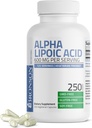 Bronson Alpha Lipoic Acid 600mg חינם Radical Scavenger תומך בריאות - non-GMO, 250 קפסולות צמחוניות (125 משרתים)