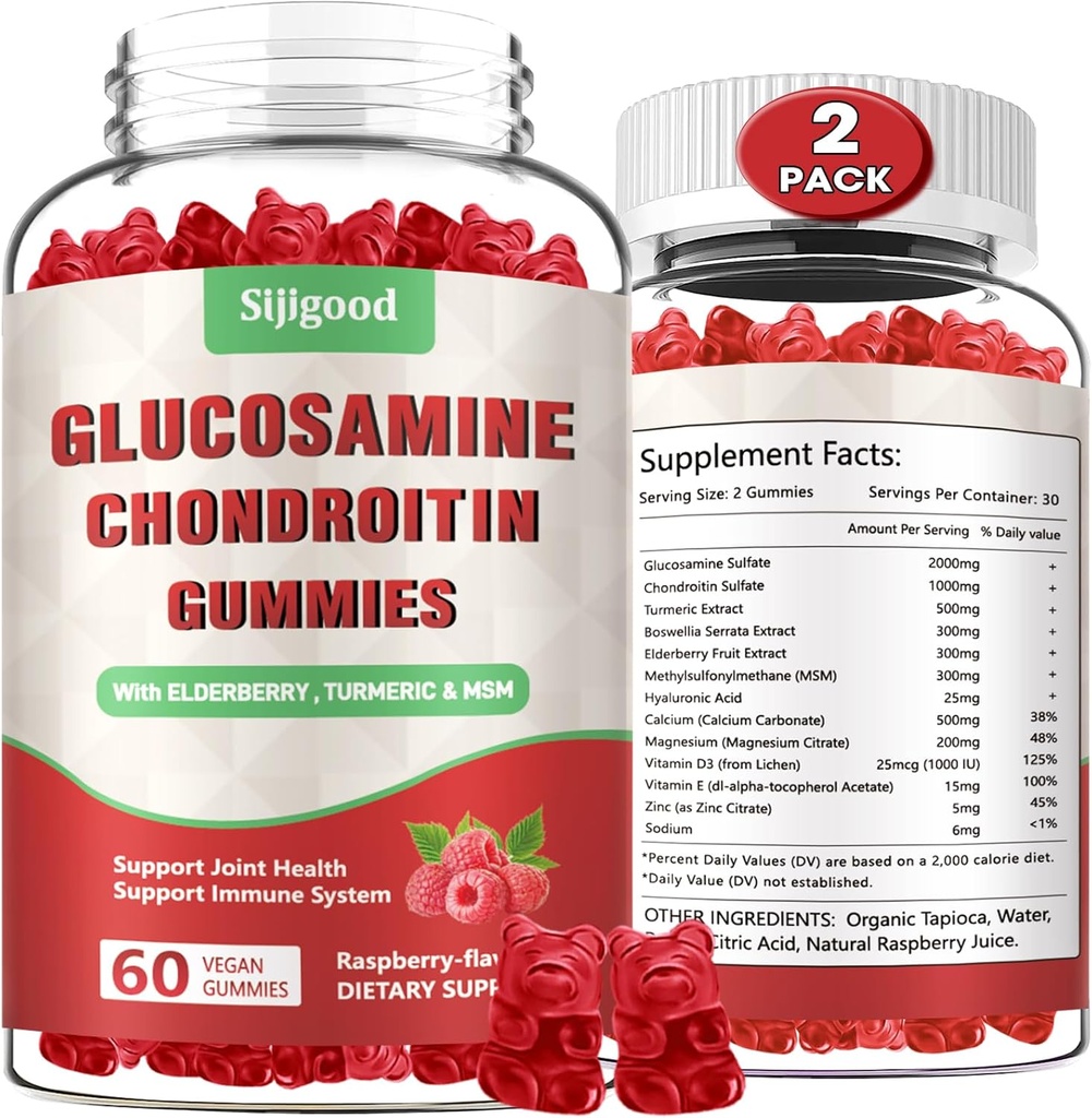 2 Pack Enhanced Glucosamine Chondroitin חניכיים עם MSM למבוגרים - תוספת-Strength Joint Health & Flexibility, Antioxidant & Immune תמיכה, 120 הרוזן הרוזן
