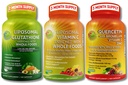 SUPPLEMENTS STUDIO Immune Support Bundle - ויטמין C 1500 מ"ג + Liposomal Glutathione 500 מ"ג + Quercetin עם Bromelain, Zinc & ויטמין C - טבעוני, non-GMO, שיפור Absorption Formulas