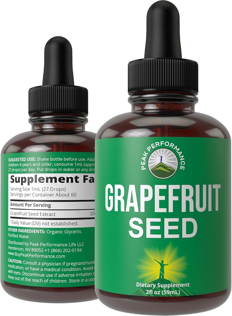 Grapefruit Seed Extracts תוסף. טבעוני GSE Grapeפירות Seed Extracted עבור נשים וגברים. Zero Sugar, non bitter עבור Immune, תמיכה עיכול. נפט חופשי קח Orally