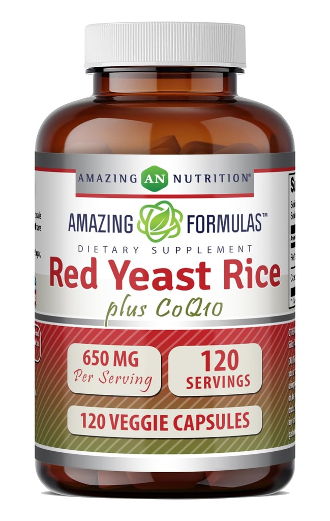פורמולות מדהימות Red Yeast Rice 600 Mg Plus Co Q-10 50 Mg 120 קפסולות צמחוניות
