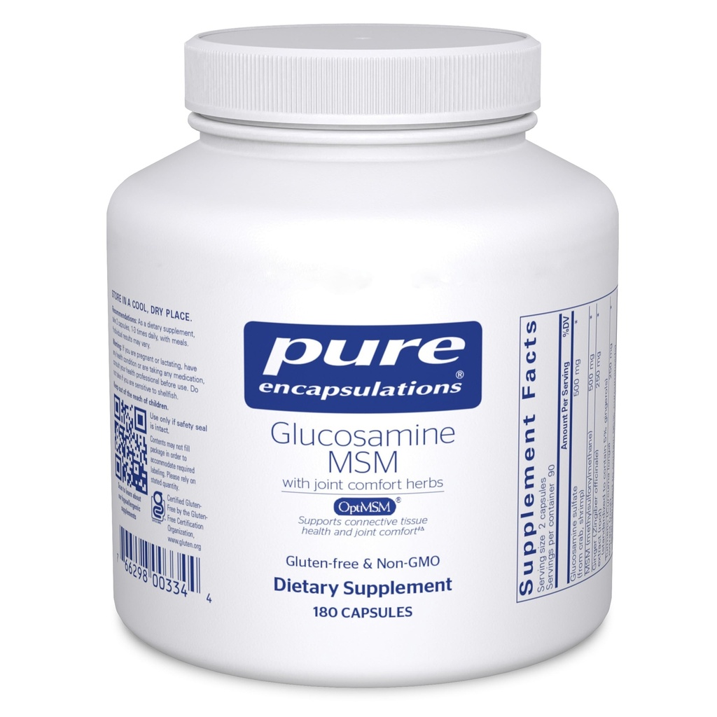 Pure Encapsulationsulationsamine MSM | תוספת לתמיכה משותפת, ניידות, נוחות, קרטלאז בריאות, ו- Connective Tissue* | 180 קפסולות