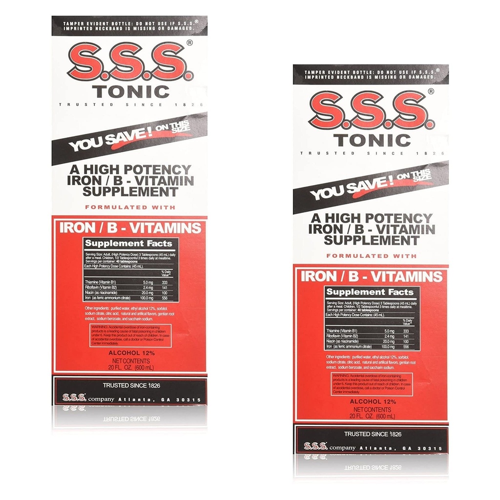 S. Tonic Iron ו-B תוסף ויטמין B, 20 oz גדול (Pack of 2)