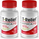 T-Relief Arnica +12 Natural Relieving Actives for Back Pain Joint Soreness השרירים Aches & Stiffness, Body Fast Acting Relief for Women & Men - 100 טבליות (2 Pack)