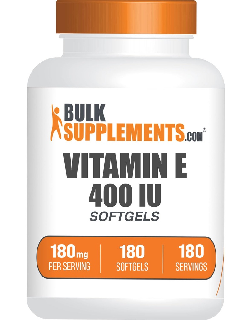 BulkSupplements.com ויטמין E 400 IU Softgels - תוסף ויטמין E, כמו D-Alpha-Tocopherol, Antioxidants - Gluten Free, 1 Softgel לכל משרת, 180 הרוזן (Pack of 1)