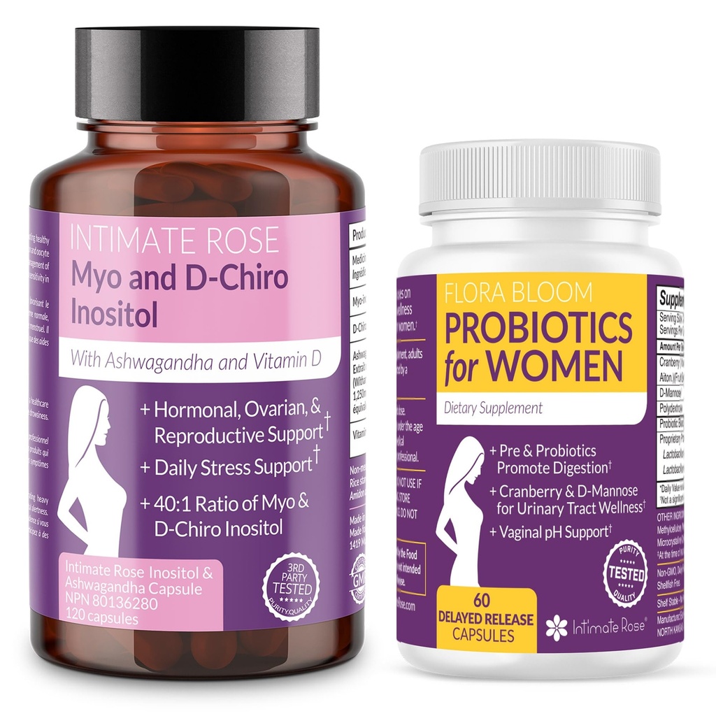 לחסוך 10% על בריאות האישה בונדלה - Myo-Inositol & D-Chiro Inositol + שלם Vaginal Probiotics for Hormonal Balance, Gut ו-Vaginal Health