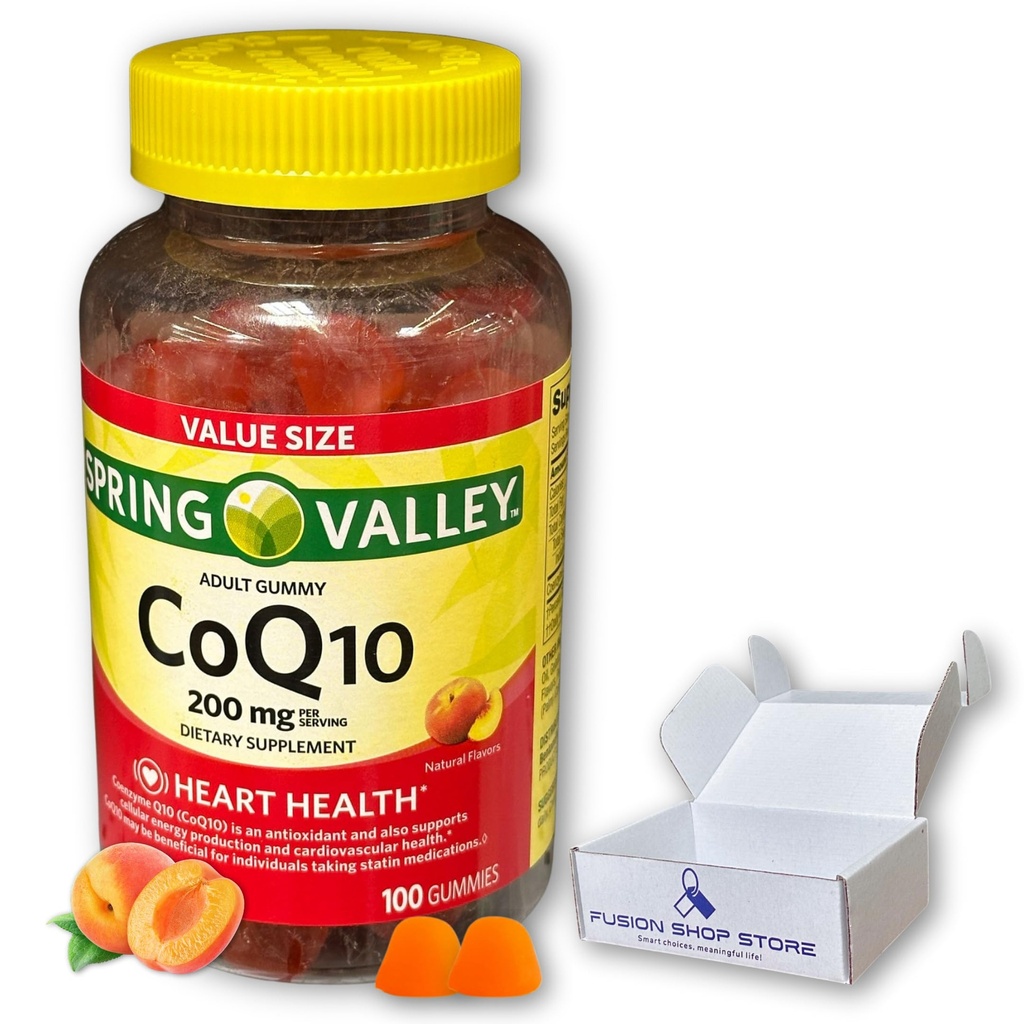 Coq10 200mg Gummies- Coenzyme Supplement for Adults Natural Flavor, 200 mg 100 ct (Pack of 1), Boxed by Fusion Shop Store