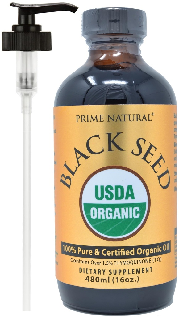 PRIME NATURAL Organic Black Seed Oil 16oz - Cold Pressed Unrefined High Thymoquinone 1.7% USDA מוסמך - טורקי מקור פוטנט Nigella Sativa - אומגה 3 6 9, Antioxidantantantantantantantant