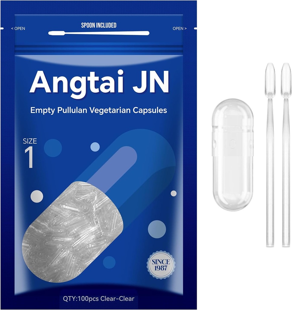 קפסולות ריקות בגודל 1 - Clear Fillable Vegetarian כמוסות (100 Count) גודל 1 קפסולות משוך ריקה עם שני מיקרו Lab Spoons, - Veggie קפסולות ריקות עבור תוספי DIY משלך