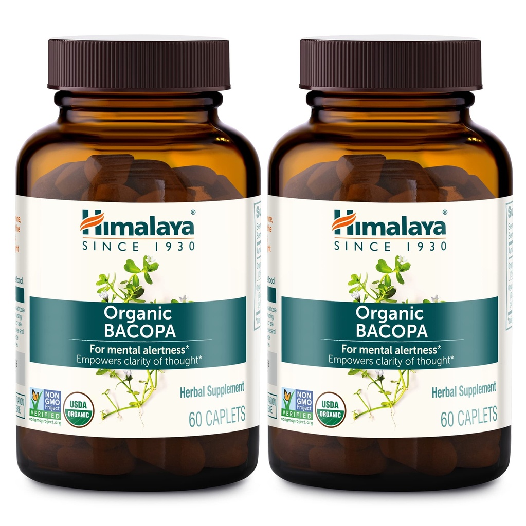 ההימלאיה Bacopa Monnie Nootropic Herbal תוסף, התראה נפשית, תמיכה Calm, זיכרון, קוגניציה, USDA אורגני, non-GMO, 750 מ"ג, 60 מ"ג, 60 קפסולות מבוסס צמחים, 2 Pack, 120 יום אספקת יום אספקה, 120 יום אספקה אספקה, USDA אורגני, USDA אורגני, non-GMO, 750 מ"ג, 60 מ"ג, 60 מ"ג, 2 Pack, 120